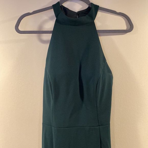 BHLDN sz 10 Seraphina Crepe Maxi gown in forest high neck open back detail - Picture 7 of 14